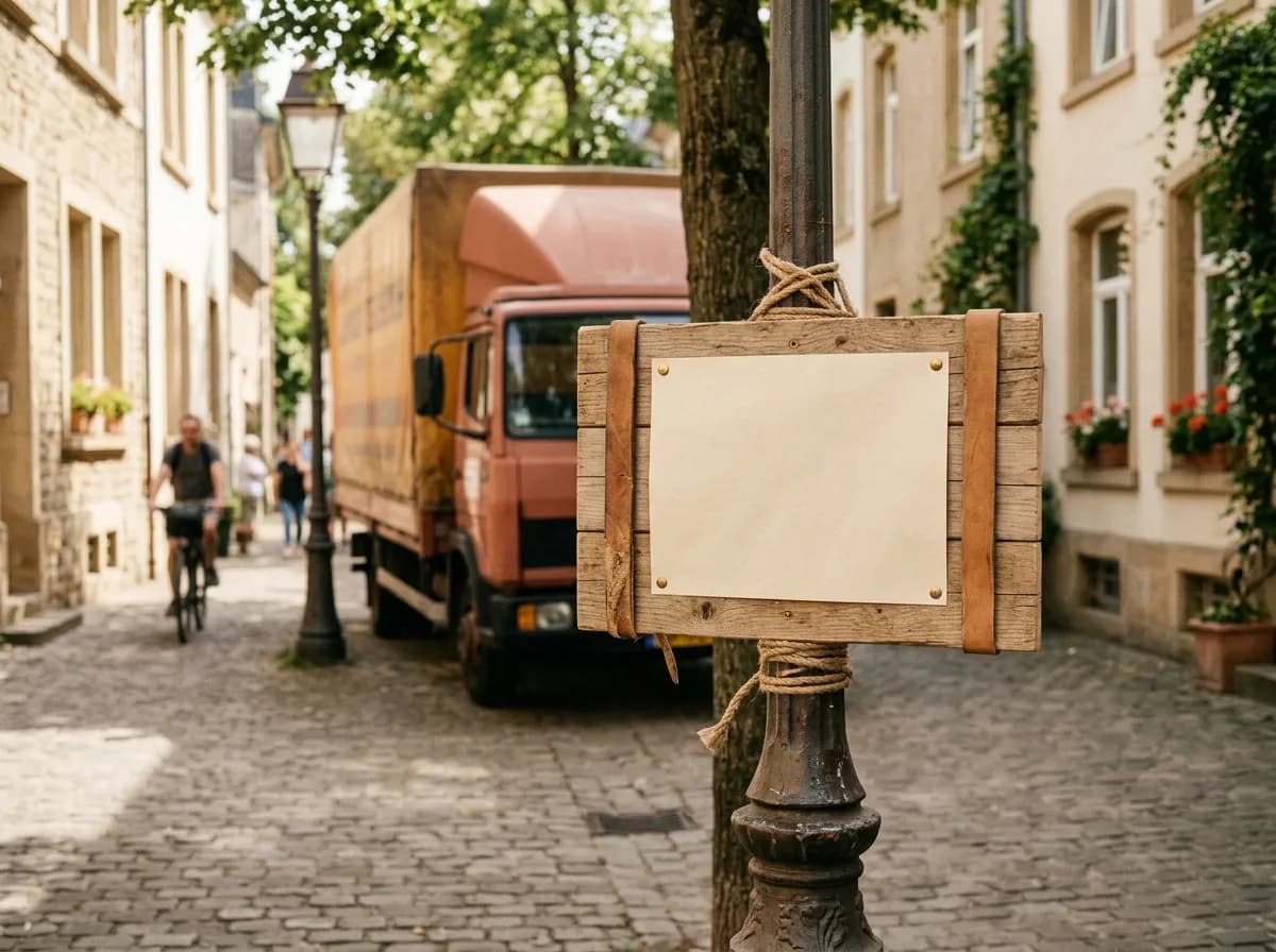 Panneau d'interdiction temporaire de stationner pour un déménagement en ville