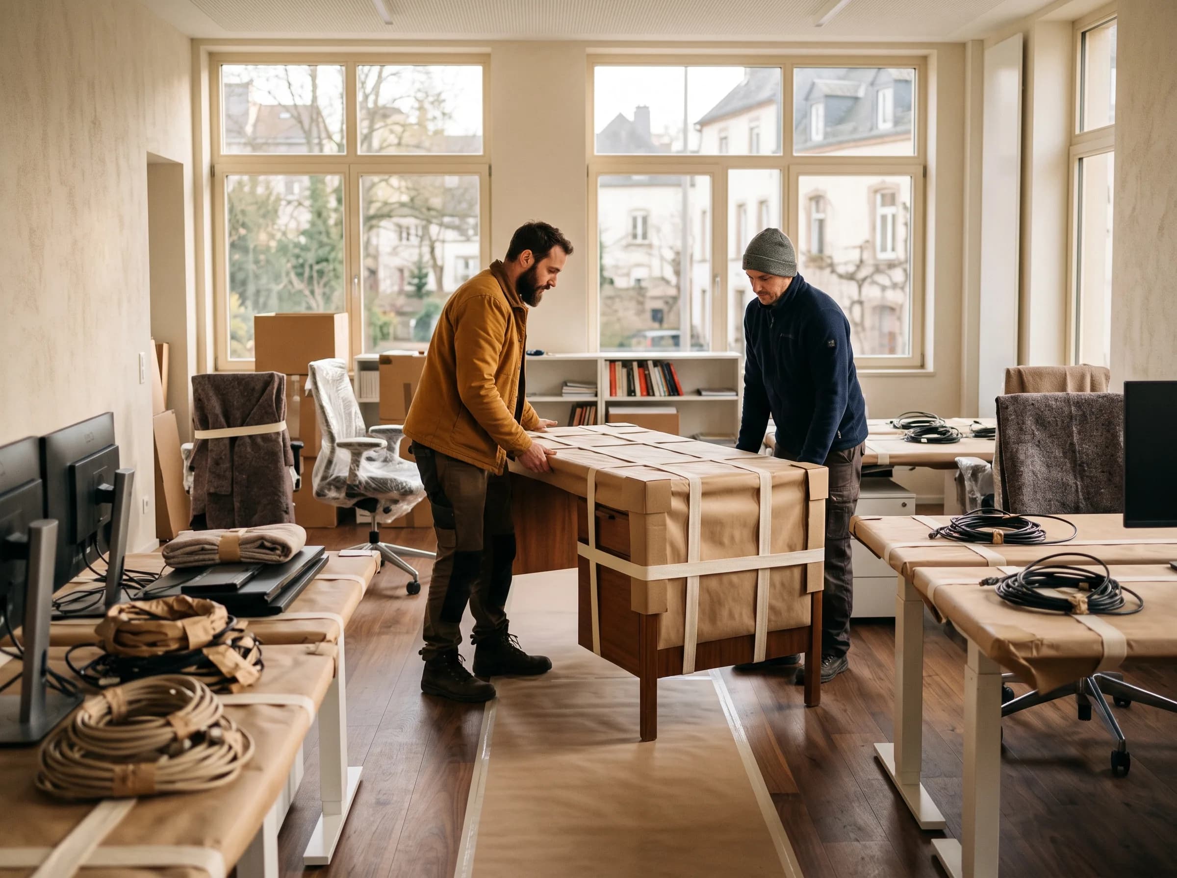 Transfert de mobilier de bureau protégé, plateau de bureaux à Kirchberg