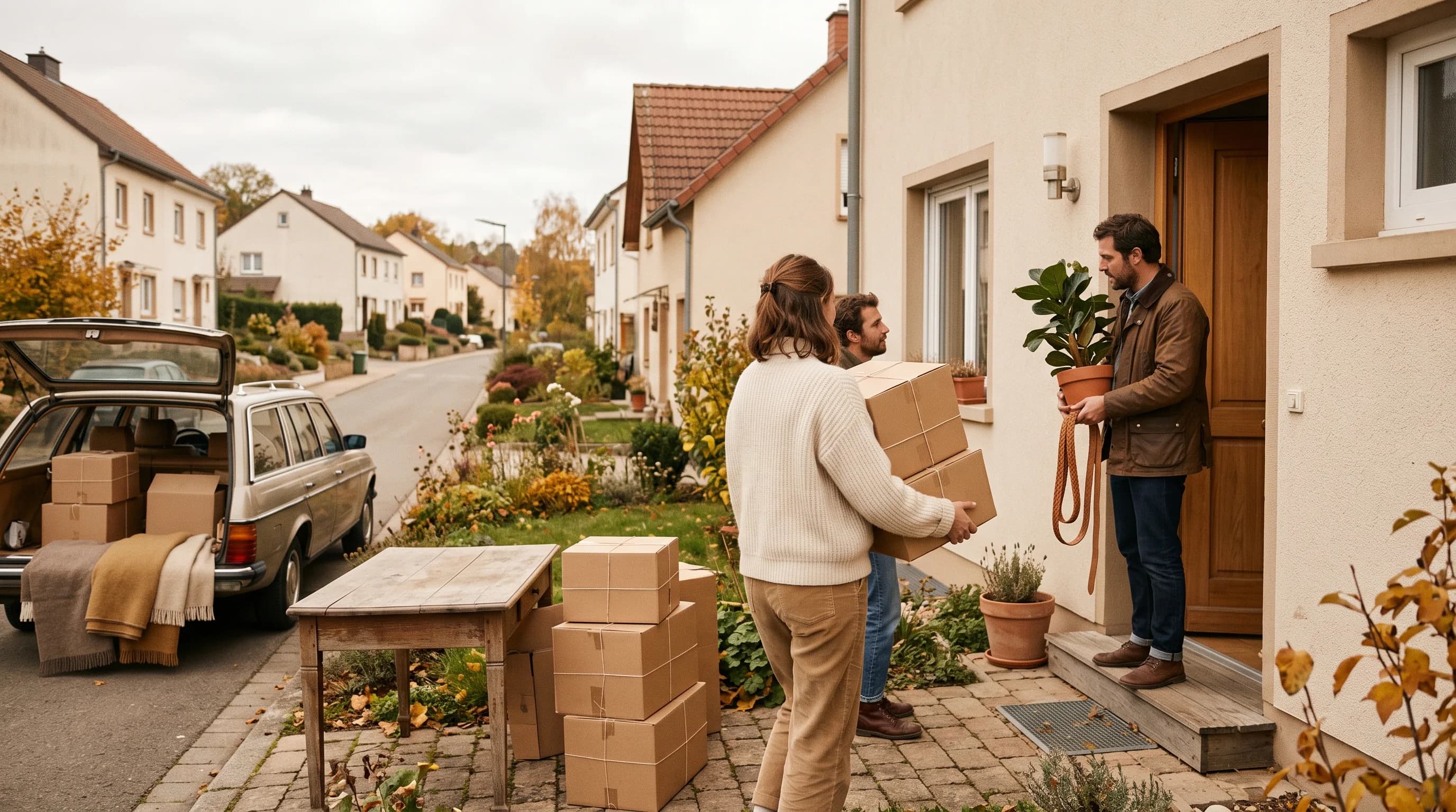 Maison à Dudelange dans le sud du Luxembourg, jour de déménagement